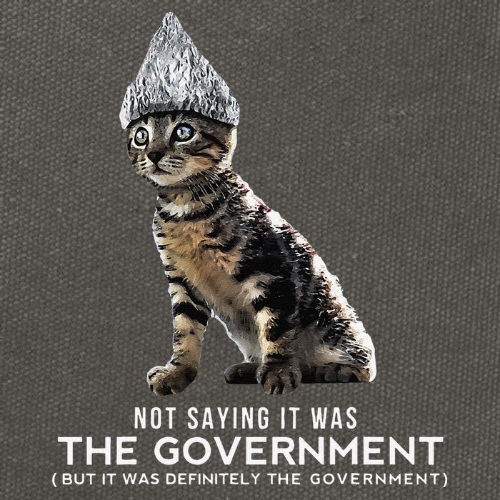Funny Conspiracy Cat Tin Foil Hat Government Gift Cotton Canvas Backpack