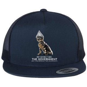 Funny Conspiracy Cat Tin Foil Hat Government Gift Flat Bill Trucker Hat