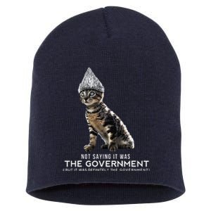 Funny Conspiracy Cat Tin Foil Hat Government Gift Short Acrylic Beanie