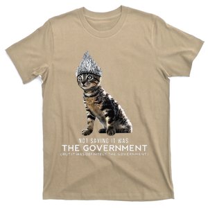 Funny Conspiracy Cat Tin Foil Hat Government Gift T-Shirt