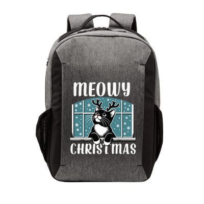 Funny Christmas Cat Reindeer Antlers Meowy Christmas Vector Backpack