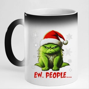 Funny Christmas Cat Ew People Meowy Cat Lovers 11oz Black Color Changing Mug