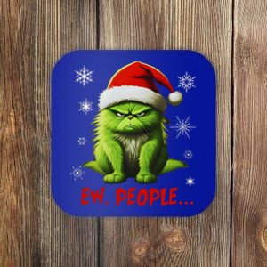 Funny Christmas Cat Ew People Meowy Cat Lovers Coaster