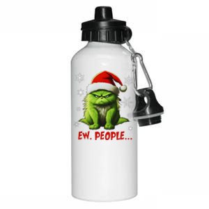 Funny Christmas Cat Ew People Meowy Cat Lovers Aluminum Water Bottle