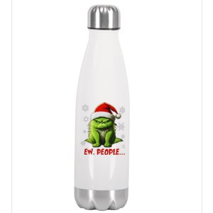 Funny Christmas Cat Ew People Meowy Cat Lovers Stainless Steel Insulated Water Bottle