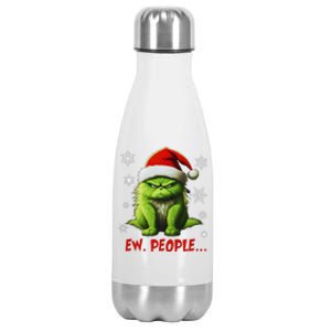 Funny Christmas Cat Ew People Meowy Cat Lovers Stainless Steel Insulated Water Bottle