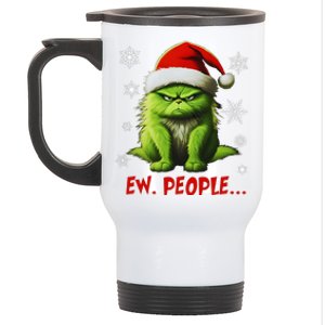 Funny Christmas Cat Ew People Meowy Cat Lovers Stainless Steel Travel Mug