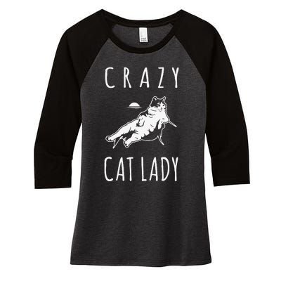 Funny Crazy Cat Lady Meow Kitty Funny Cats Mom And Cat Dad Women's Tri-Blend 3/4-Sleeve Raglan Shirt