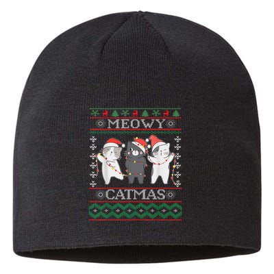 Funny Christmas Cat Matching Family Pajamas Meowy Catmas Sustainable Beanie