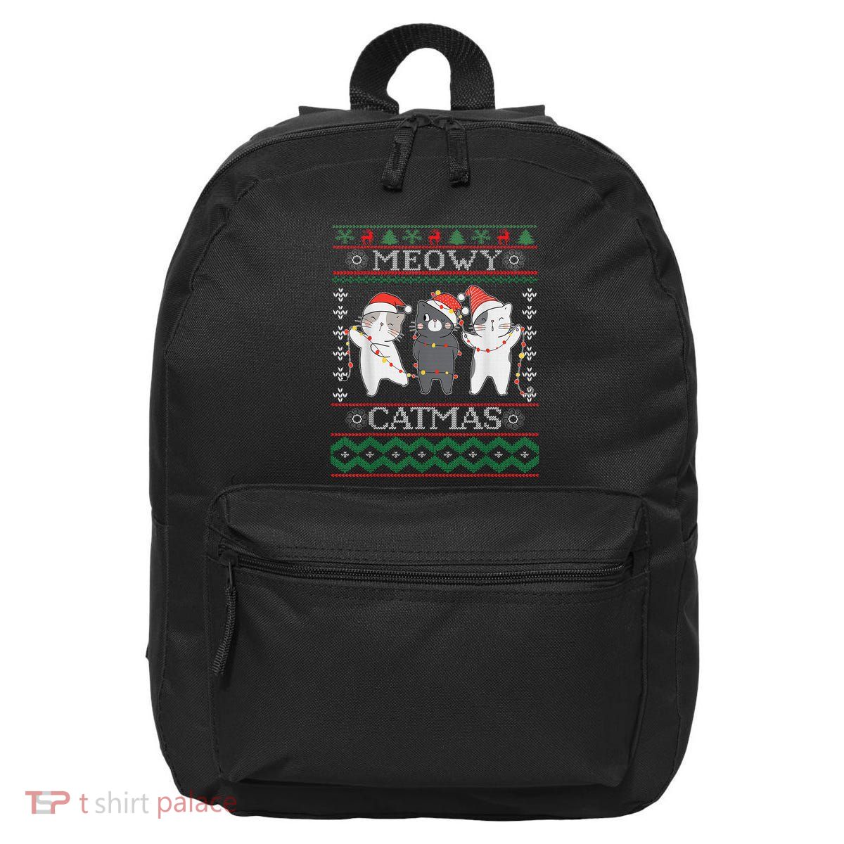 Funny Christmas Cat Matching Family Pajamas Meowy Catmas 16 in Basic Backpack