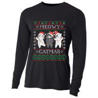 Funny Christmas Cat Matching Family Pajamas Meowy Catmas Cooling Performance Long Sleeve Crew