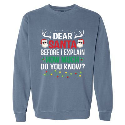 Funny Christmas Cool Gift Adults Dear Santa I Can Explain Cute Gift Garment-Dyed Sweatshirt