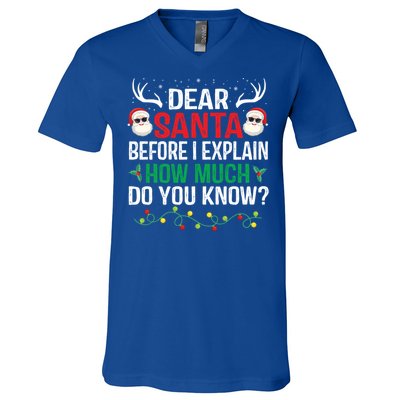 Funny Christmas Cool Gift Adults Dear Santa I Can Explain Cute Gift V-Neck T-Shirt