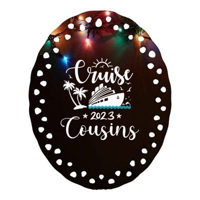 Funny cruising cousins matching cousin family Ceramic Oval Ornament