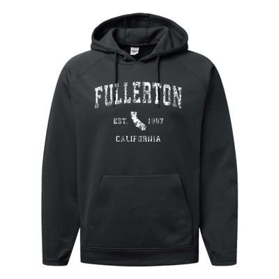 Fullerton California Ca Vintage Performance Fleece Hoodie