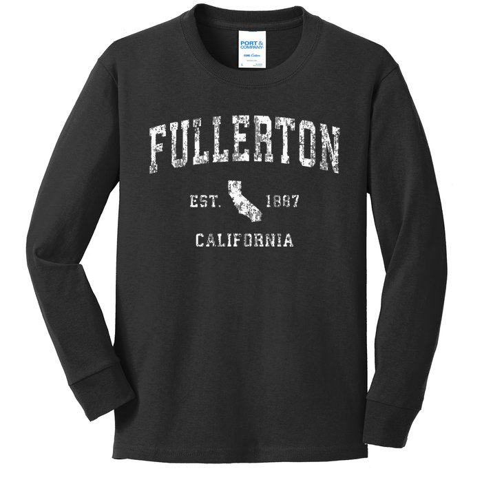 Fullerton California Ca Vintage Kids Long Sleeve Shirt