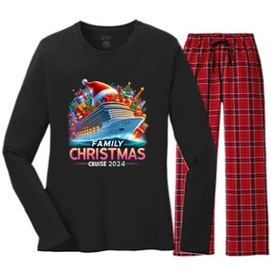 Family Christmas Cruise 2024 Family Matching Merry Christmas Women's Long Sleeve Flannel Pajama Set 