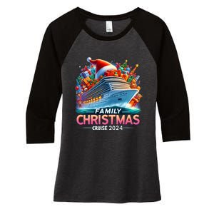 Family Christmas Cruise 2024 Family Matching Merry Christmas Women's Tri-Blend 3/4-Sleeve Raglan Shirt