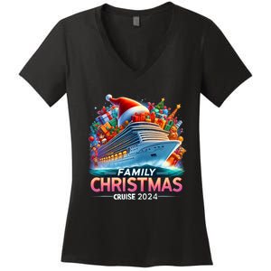 Family Christmas Cruise 2024 Family Matching Merry Christmas Women's V-Neck T-Shirt