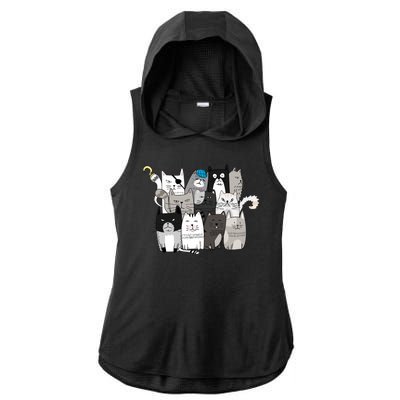 Funny Cat Character Cat Costume Cat Family Cat Ladies PosiCharge Tri-Blend Wicking Draft Hoodie Tank