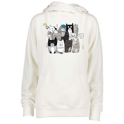 Funny Cat Character Cat Costume Cat Family Cat Womens Funnel Neck Pullover Hood