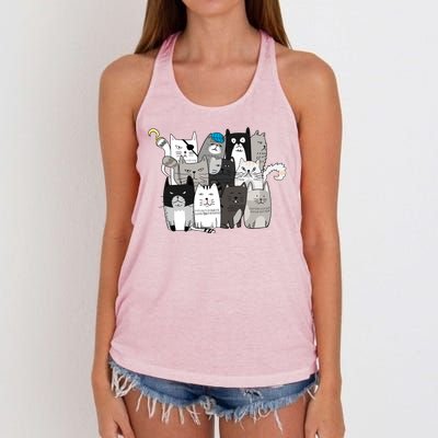 Funny Cat Character Cat Costume Cat Family Cat Women's Knotted Racerback Tank