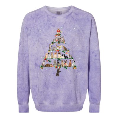 Funny Cats Christmas Tree Ornament Decor Design Cat Lover Colorblast Crewneck Sweatshirt