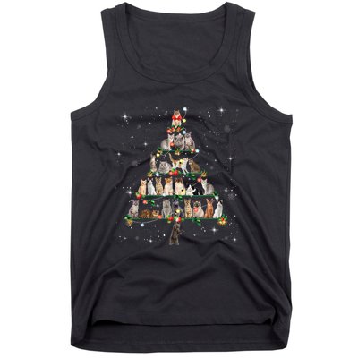 Funny Cats Christmas Tree Ornament Decor Design Cat Lover Tank Top