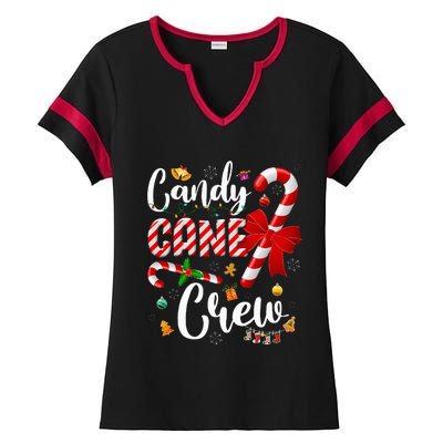 Funny Candy Cane Crew Christmas Sweet Candy Light Lover Ladies Halftime Notch Neck Tee