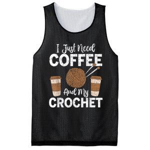 Funny Cute Crochet I Just Need Coffee And My Crochet Mesh Reversible Basketball Jersey Tank