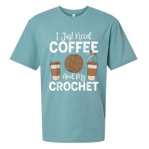 Funny Cute Crochet I Just Need Coffee And My Crochet Sueded Cloud Jersey T-Shirt