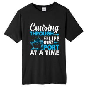 Funny Cruise Cruising Through Life One Port at a Time Tall Fusion ChromaSoft Performance T-Shirt