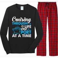 Funny Cruise Cruising Through Life One Port at a Time Long Sleeve Pajama Set