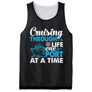 Funny Cruise Cruising Through Life One Port at a Time Mesh Reversible Basketball Jersey Tank