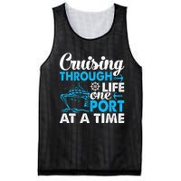 Funny Cruise Cruising Through Life One Port at a Time Mesh Reversible Basketball Jersey Tank