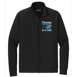 Funny Cruise Cruising Through Life One Port at a Time Stretch Full-Zip Cadet Jacket