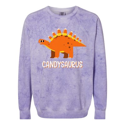 Funny Candysaurus Candy Corn Dinosaur Halloween Colorblast Crewneck Sweatshirt