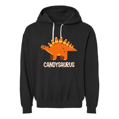 Funny Candysaurus Candy Corn Dinosaur Halloween Garment-Dyed Fleece Hoodie