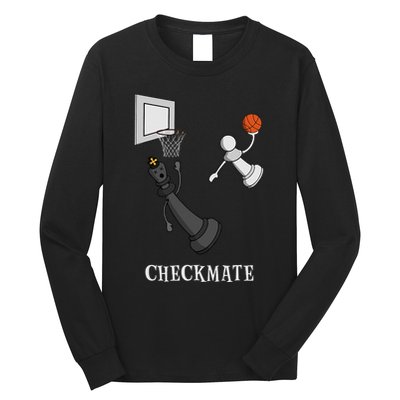 Funny Checkmate Chess Basketball Game Board King Pawn Piece Long Sleeve Shirt