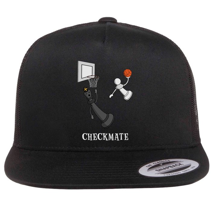 Funny Checkmate Chess Basketball Game Board King Pawn Piece Flat Bill Trucker Hat