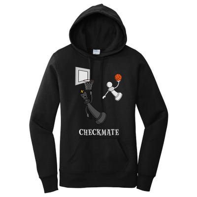 Funny Checkmate Chess Basketball Game Board King Pawn Piece Women's Pullover Hoodie