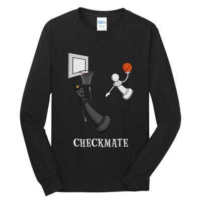 Funny Checkmate Chess Basketball Game Board King Pawn Piece Tall Long Sleeve T-Shirt