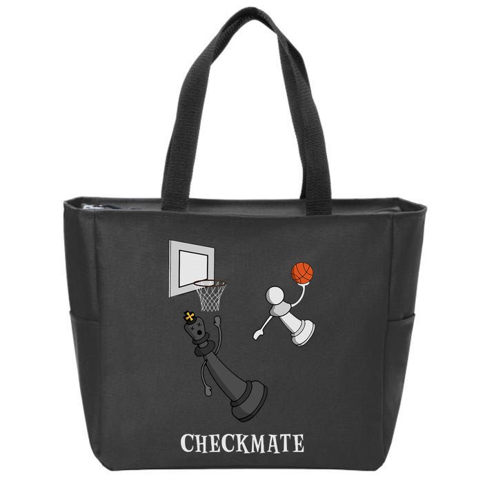 Funny Checkmate Chess Basketball Game Board King Pawn Piece Zip Tote Bag