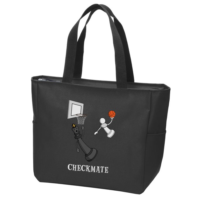 Funny Checkmate Chess Basketball Game Board King Pawn Piece Zip Tote Bag