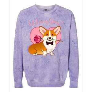 Funny Cute Corgi Valentine I Chews You Colorblast Crewneck Sweatshirt