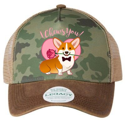 Funny Cute Corgi Valentine I Chews You Legacy Tie Dye Trucker Hat