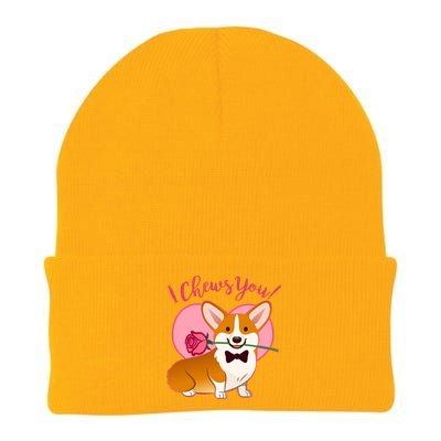 Funny Cute Corgi Valentine I Chews You Knit Cap Winter Beanie