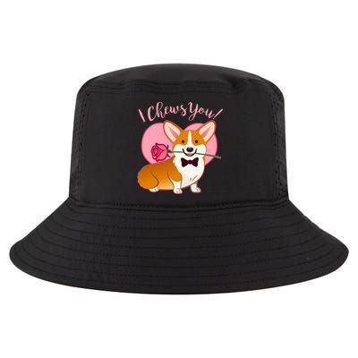 Funny Cute Corgi Valentine I Chews You Cool Comfort Performance Bucket Hat