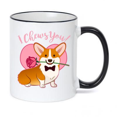 Funny Cute Corgi Valentine I Chews You 11oz Black Color Changing Mug