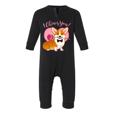 Funny Cute Corgi Valentine I Chews You Infant Fleece One Piece